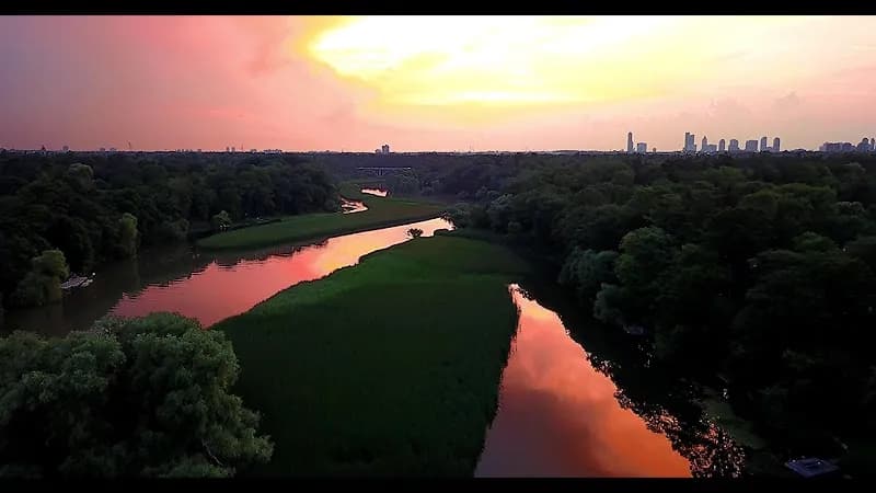 View of Port Credit Pier and Waterfront Park in Port Credit, ON