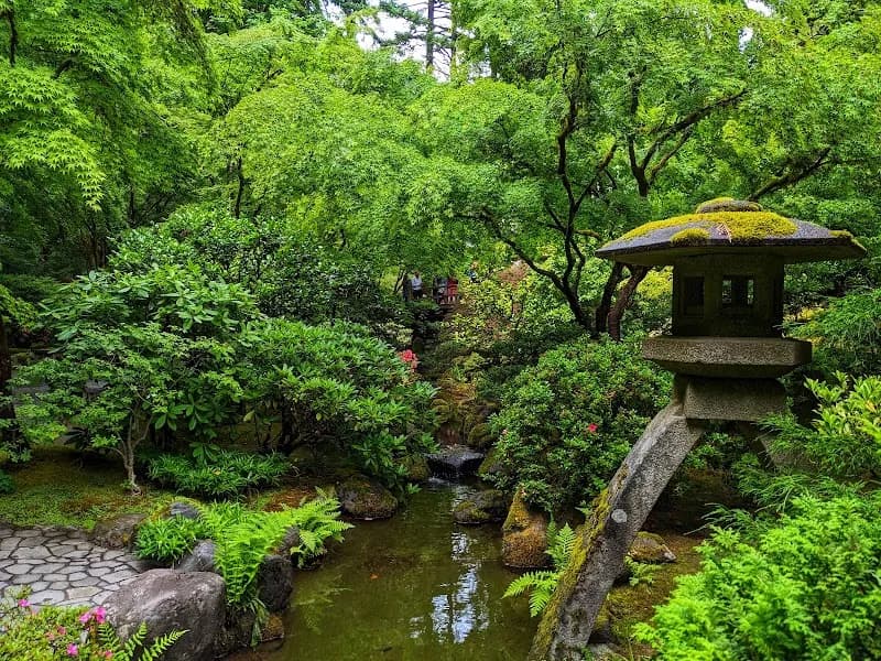 View of Portland Japanese Garden in Portland, OR