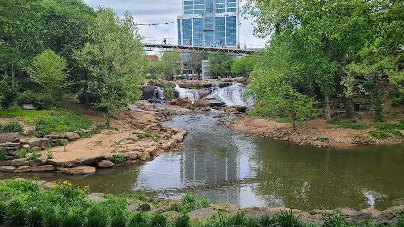 View of Reedy River Falls in Greenville, SC