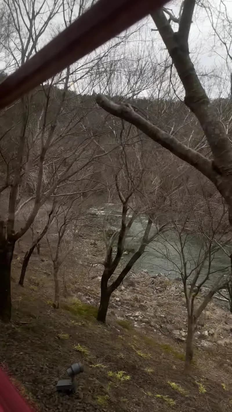 View of Sagano Scenic Railway trolley train in Arashiyama, KYO