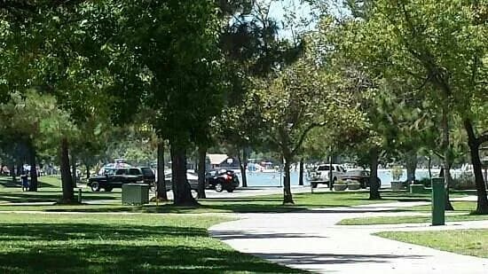 View of Santa Fe Dam Recreation Area in City of Industry, CA