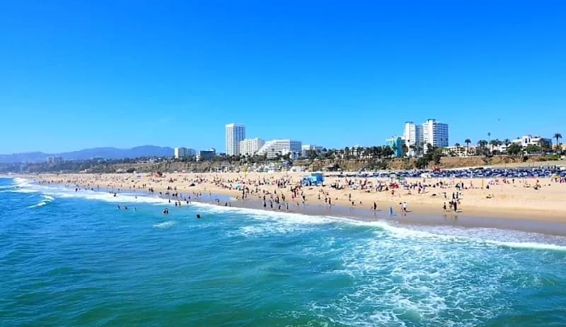 View of Santa Monica State Beach in Los Angeles, CA