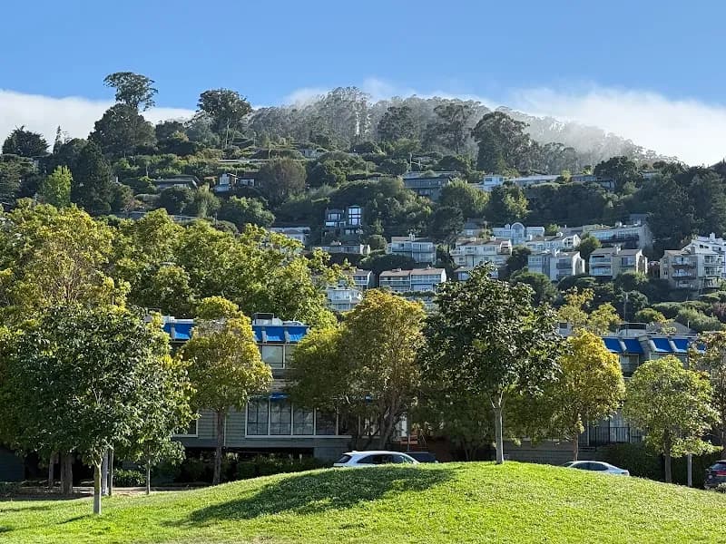 View of Sausalito Boardwalk in Sausalito, CA