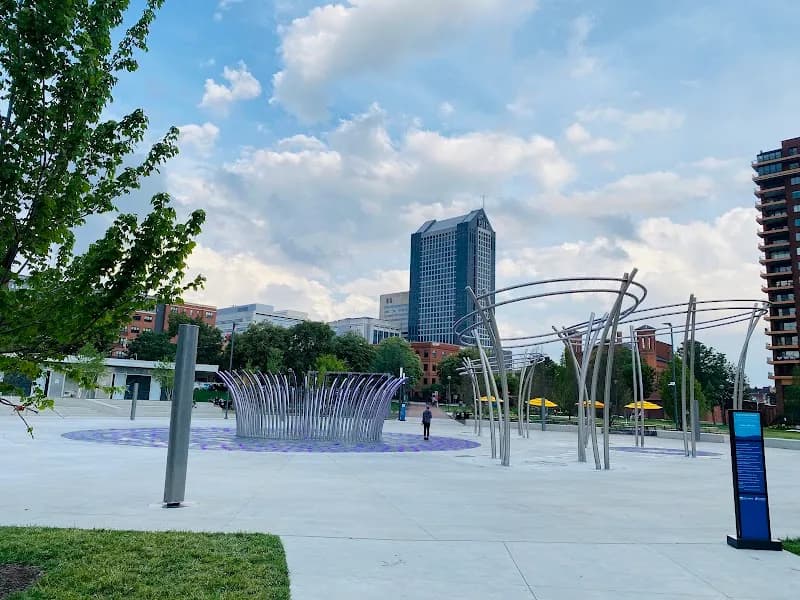 View of Scioto Mile Fountain in Columbus, OH