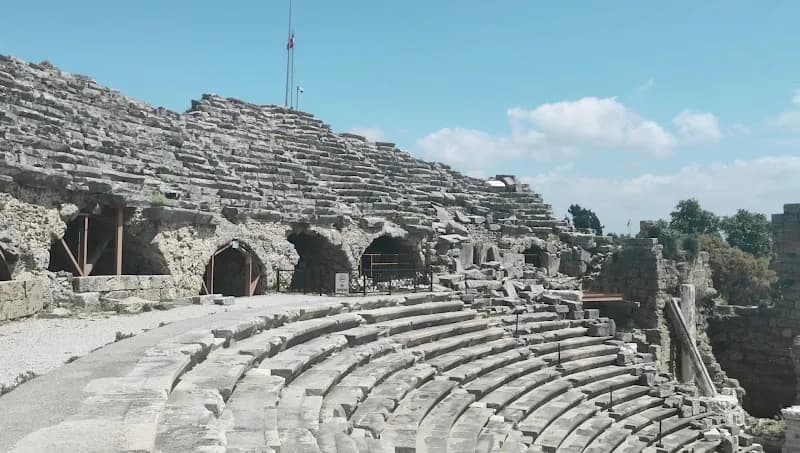 View of Side Ancient City Ruins in Side, Antalya