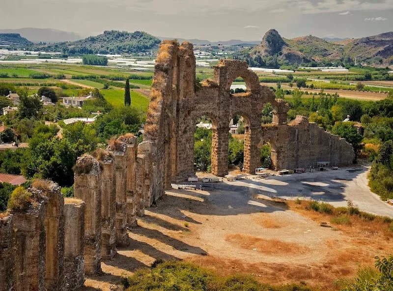 View of Side Ancient City Ruins in Side, Antalya