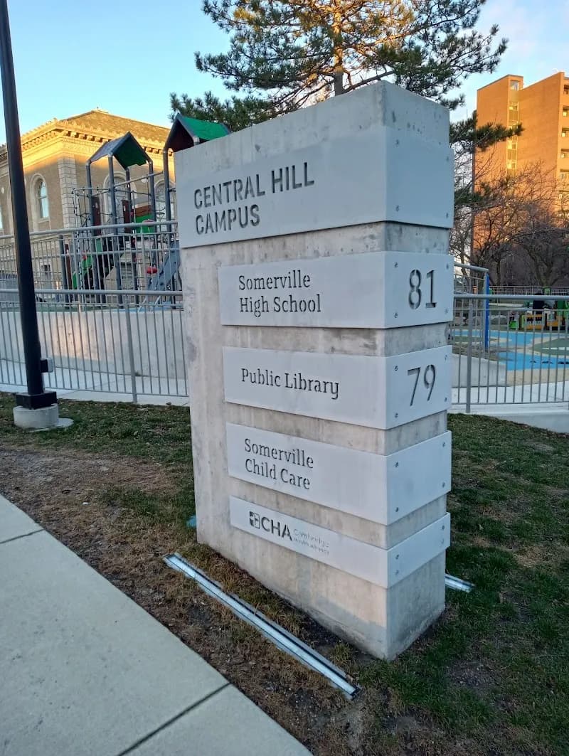 View of Somerville Public Library in Somerville, MA
