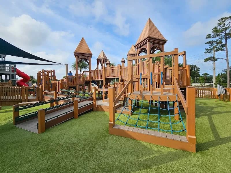 View of South Beach Park and Sunshine Playground in Jacksonville Beach, FL