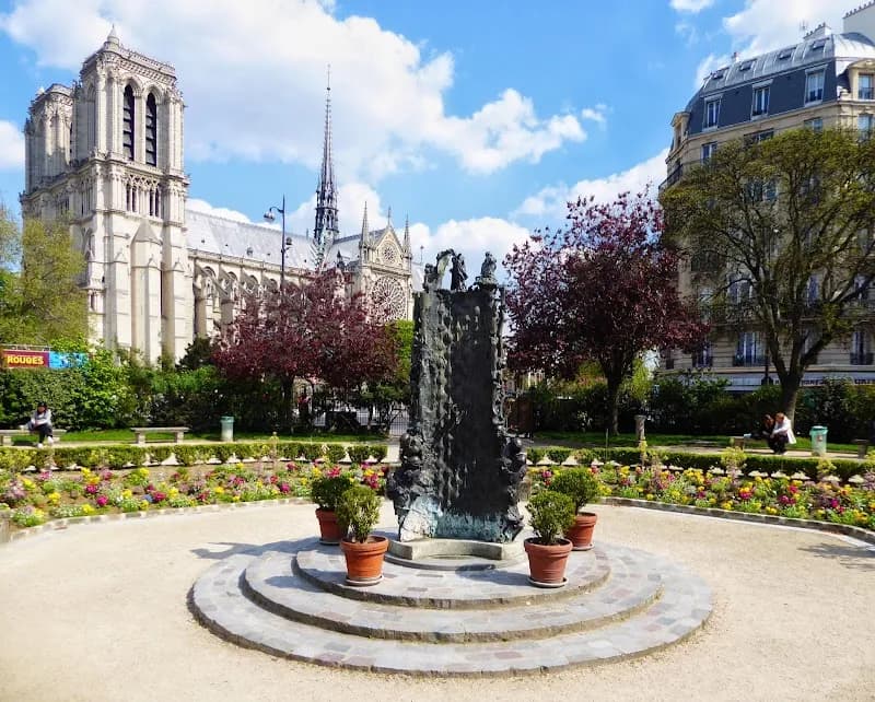 View of Square René Viviani in Paris, IDF