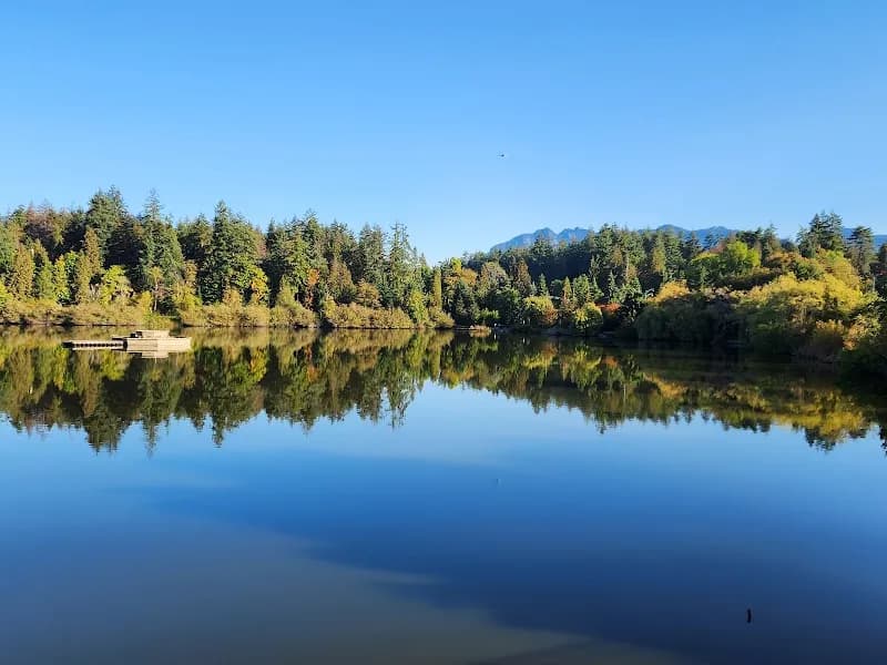 View of Stanley Park Ecology Nature House on Lost Lagoon in Vancouver, BC