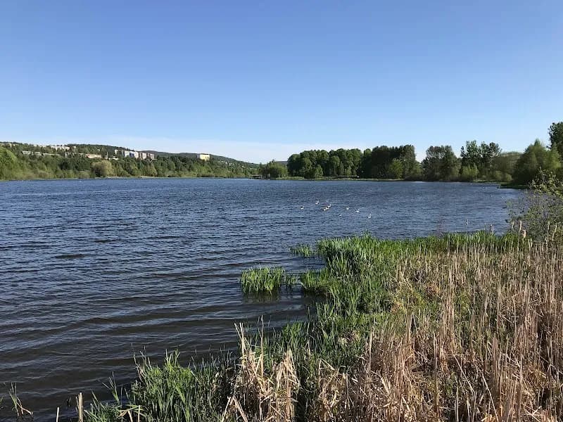 View of Østensjøvannet lake in Barum, Oslo