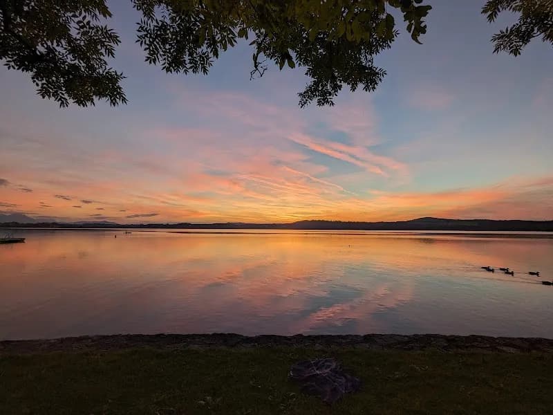 View of Strandbad Henndorf in Henndorf am Wallersee, Salzburg