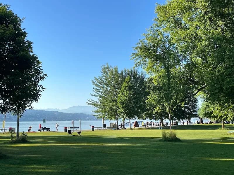 View of Strandbad Mythenquai in Zurich, ZH
