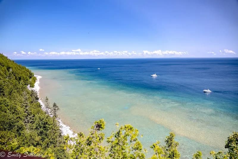 View of Sunset Rock in Mackinac Island, MI