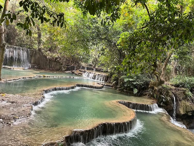 Tat Sae Waterfalls tourist attraction in Luang Prabang, LP