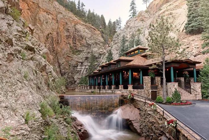 The Broadmoor Seven Falls tourist attraction in Colorado Springs, CO