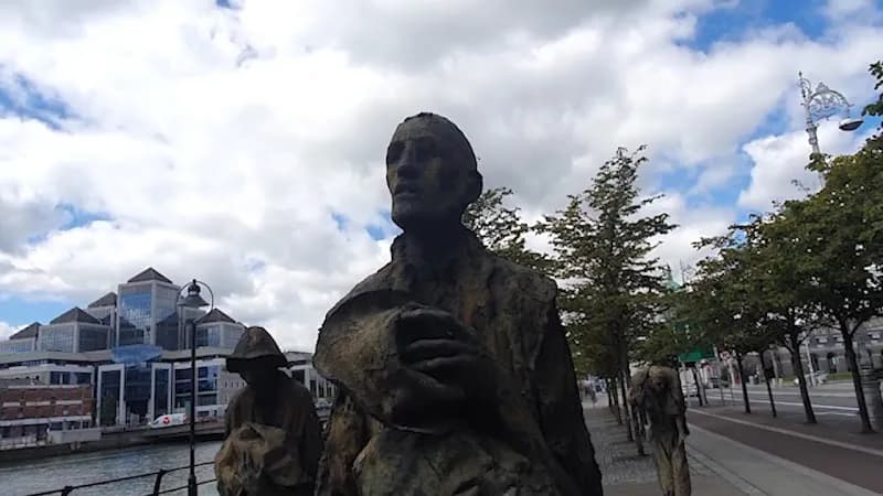 View of The Famine Memorial in Dublin, DUB