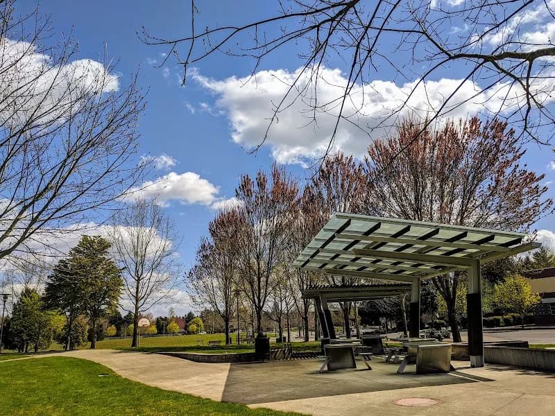 View of Town Center Park in Wilsonville, OR