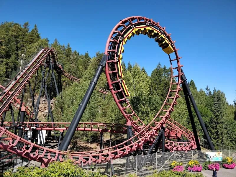 View of TusenFryd Amusement Park in Oslo, OSL