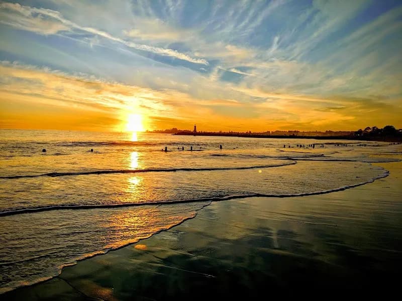 View of Twin Lakes State Beach in Santa Cruz, CA