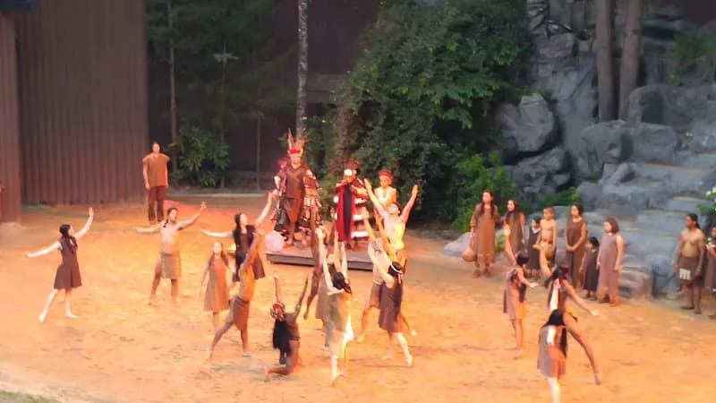 View of Unto These Hills Ticket Office in Cherokee, NC