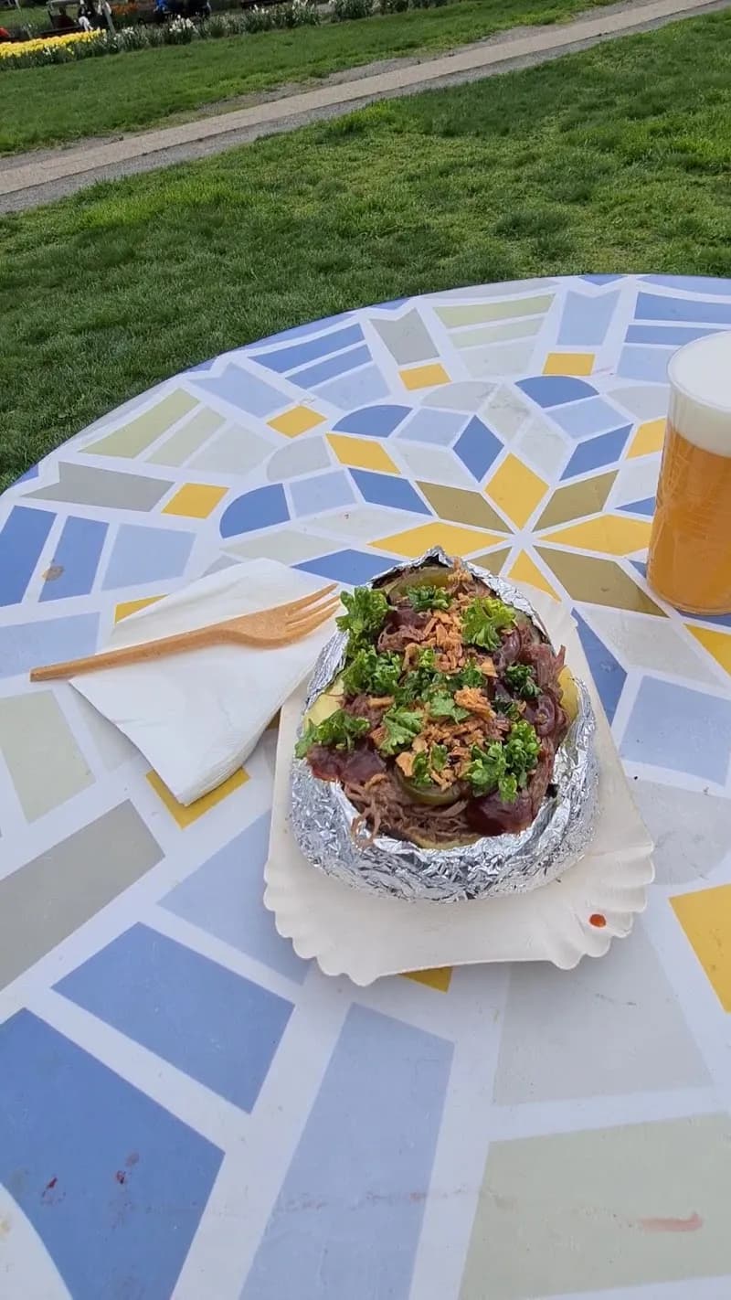 View of Vinohrady Outdoor Market (Tržnice Vinohrady) in Vinohrady, CZ