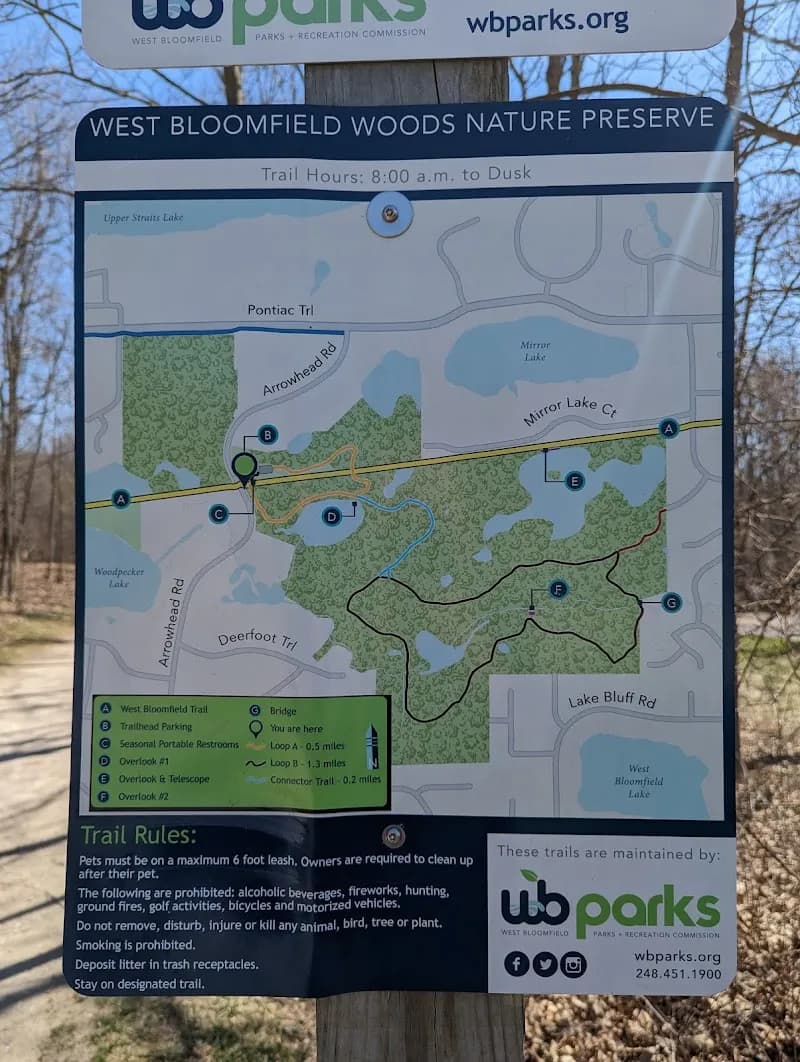 View of West Bloomfield Woods Nature Preserve in West Bloomfield, MI