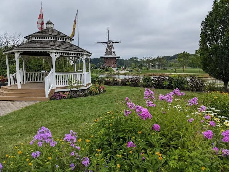 View of Windmill Island Gardens in Holland, MI