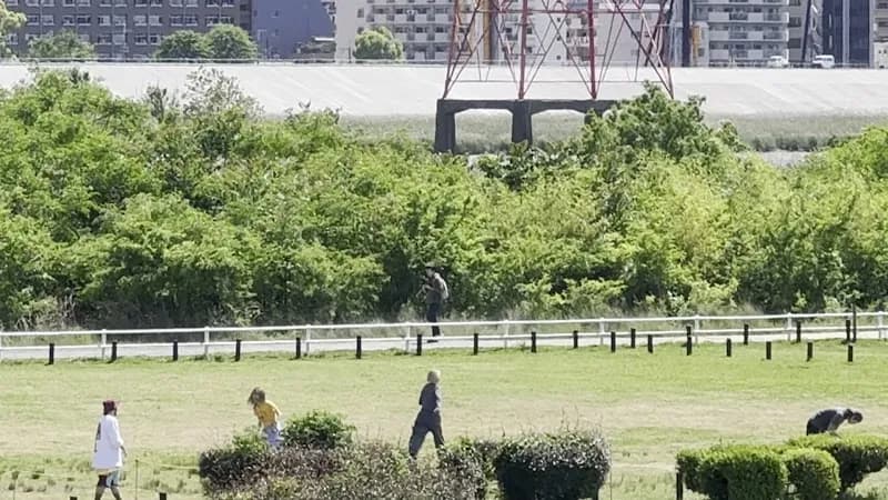 View of Yodogawa Riverside Park - Nishinakajima Area in Amagasaki, Osaka