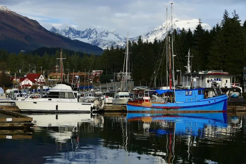 View of Auke Bay Harbor in Juneau, AK