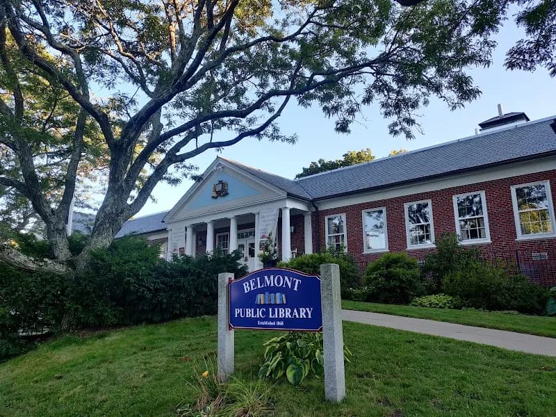 View of Belmont Public Library in Belmont, MA