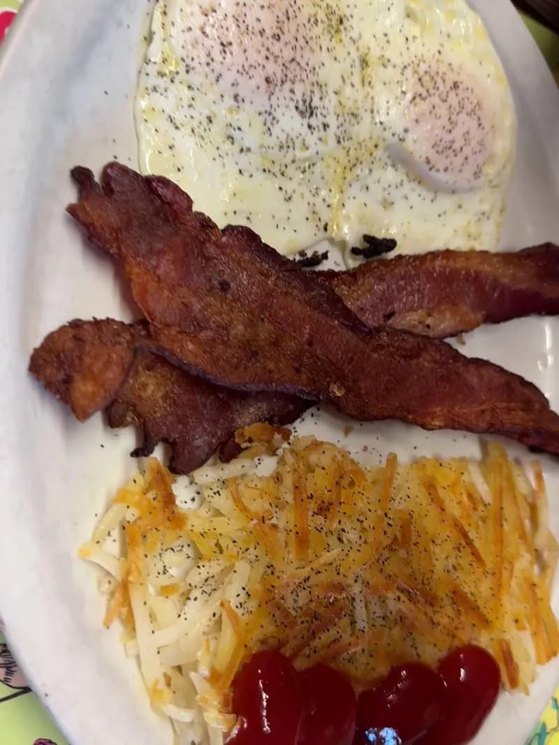 View of Fat City Café in Multnomah Village, OR