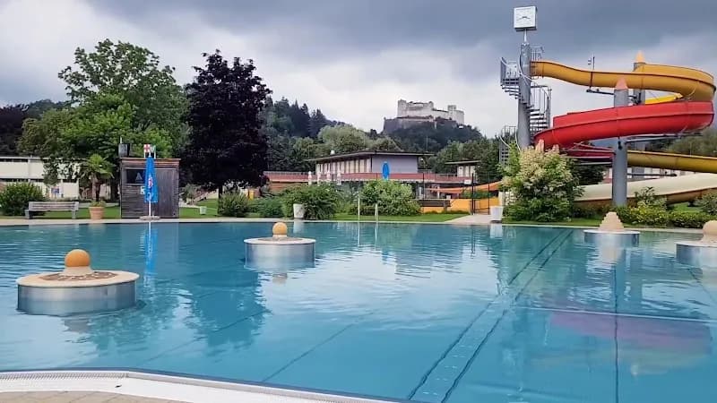 View of Freibad Leopoldskron in Koppl, Salzburg