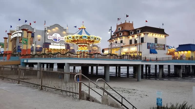 View of Galveston Island Historic Pleasure Pier in Galveston, TX