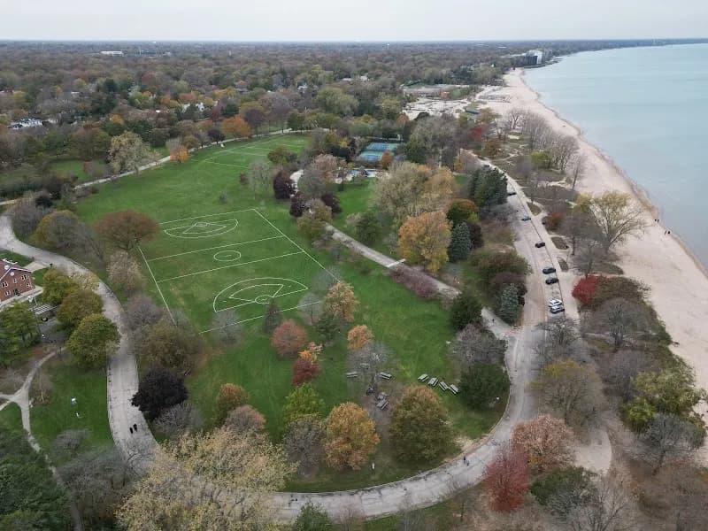 View of Gillson Park Playground in Wilmette, IL