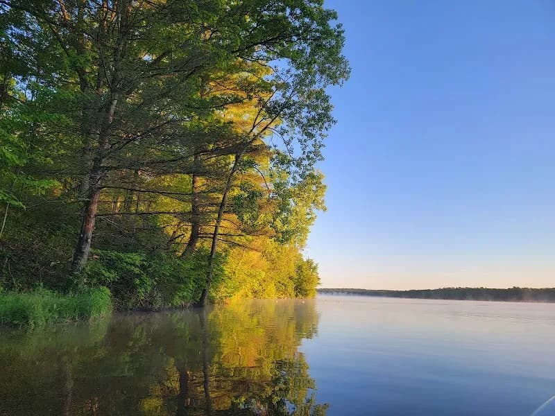 View of Hardy Dam Pond in Newaygo, MI