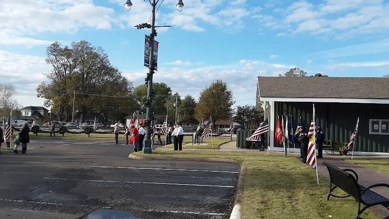 View of Harrell Log Cabin On Historic Depot Square , Arlington TN in Arlington, TN