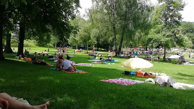 View of Indoor and outdoor pools "im Tal" in Adliswil, ZH
