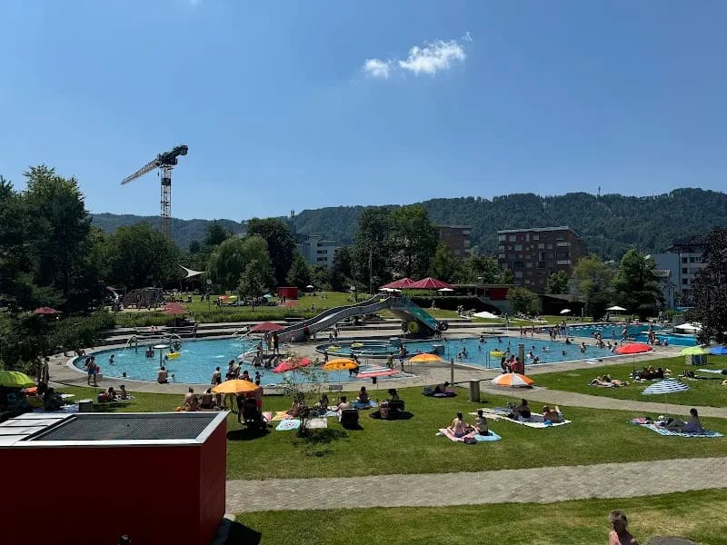 View of Indoor and outdoor pools "im Tal" in Adliswil, ZH