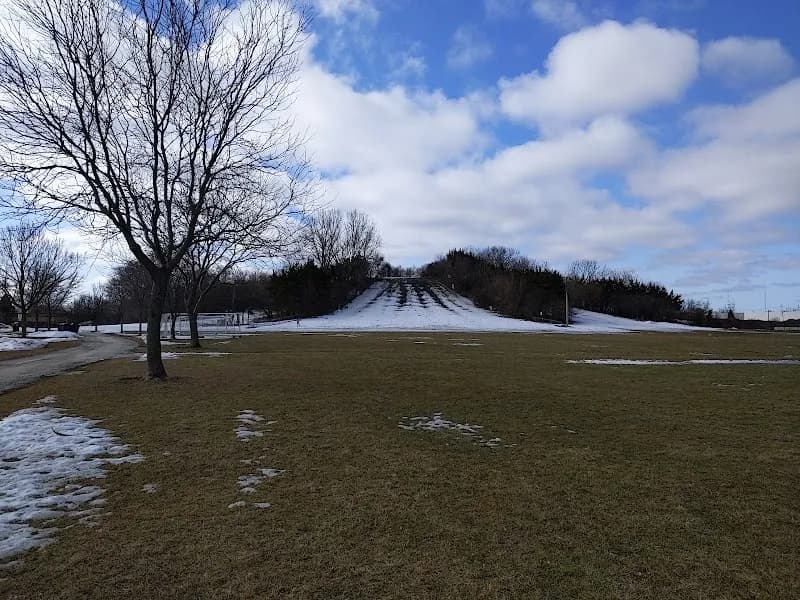 View of James Park in Evanston, IL