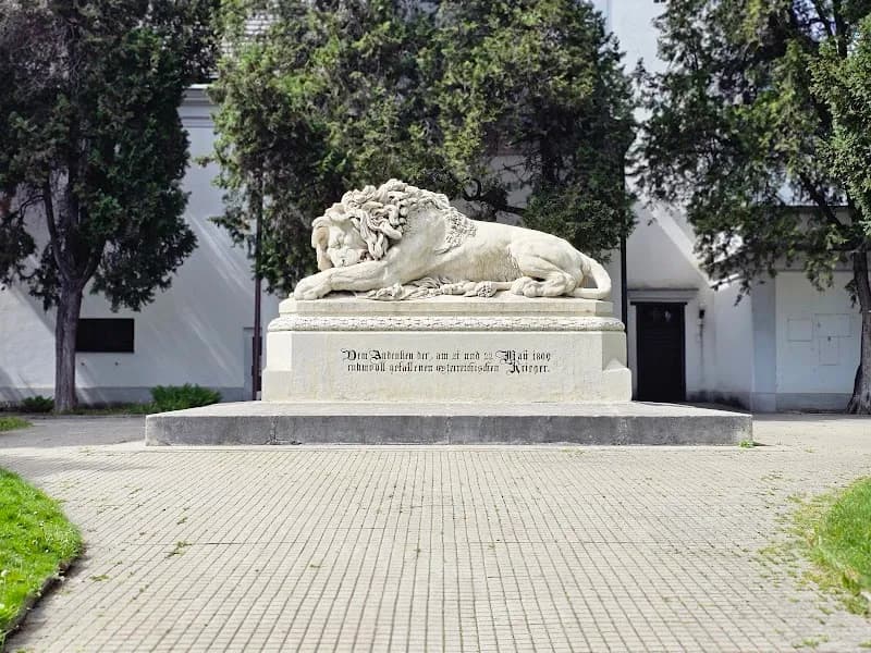 Lion of Aspern historical landmark in Aspern, VIE