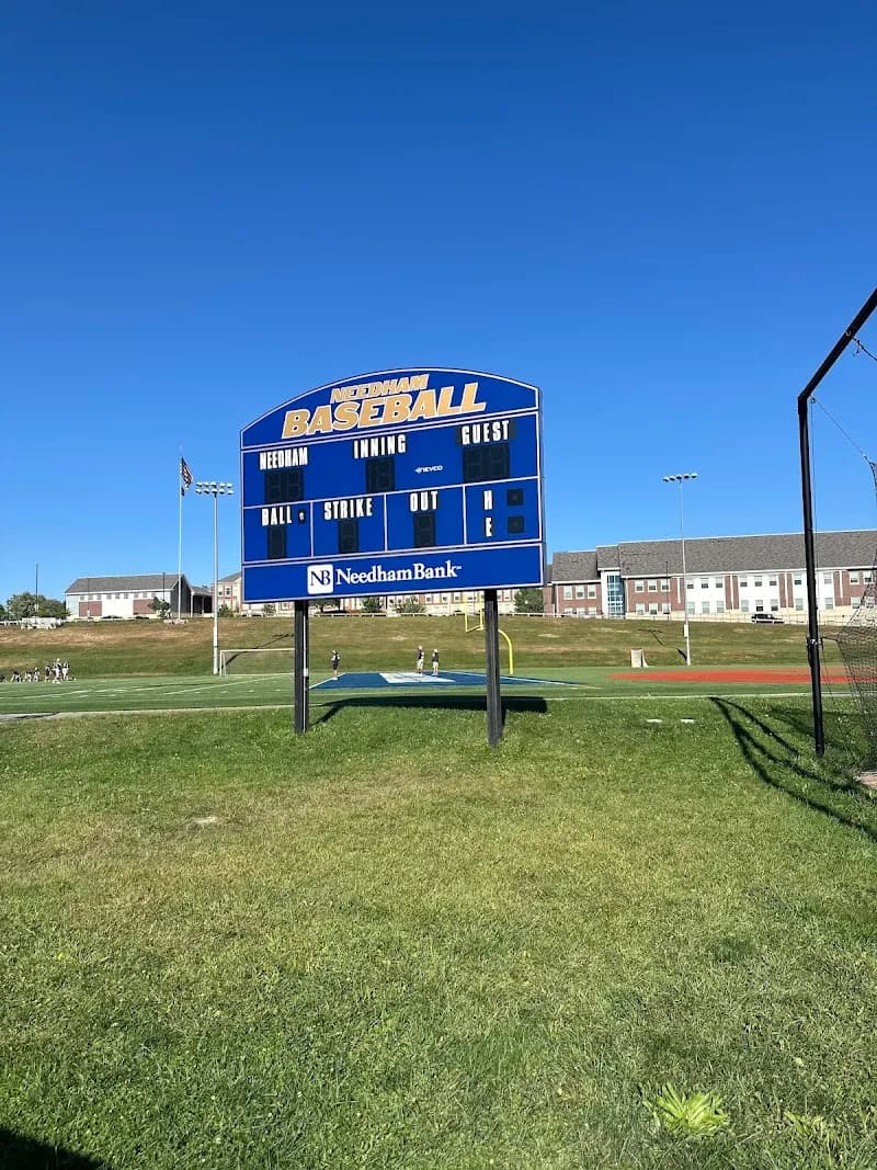 View of Needham Memorial Park in Needham, MA