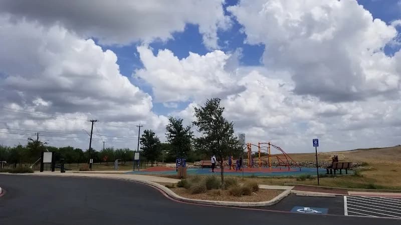 View of Pearsall Park Splashpad in Leon Valley, TX
