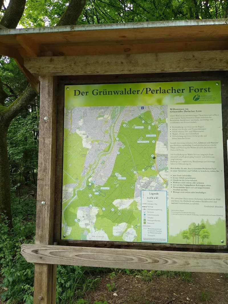 Perlacher Forest north entrance national park in Neubiberg, BY