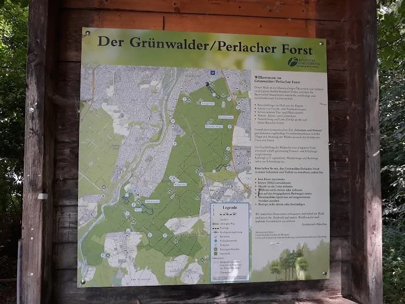 View of Perlacher Forest north entrance in Neubiberg, BY