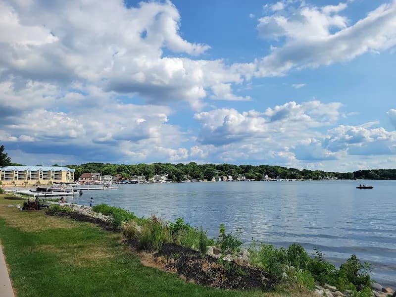 View of Pewaukee Beach in Pewaukee, WI