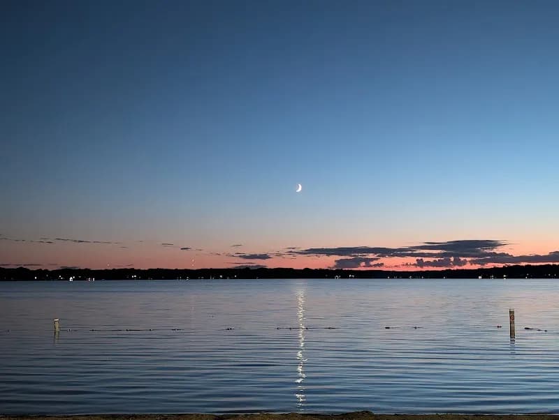 View of Pewaukee Beach in Pewaukee, WI