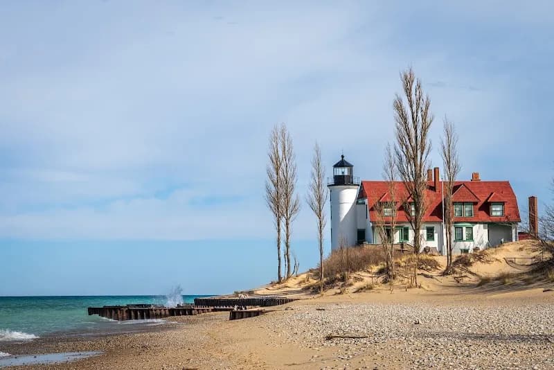 View of Point Betsie Lighthouse Beach in Frankfort, MI