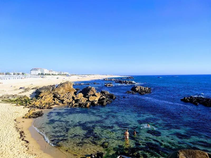 View of Praia Azul Norte in Vilar do Conde, Porto