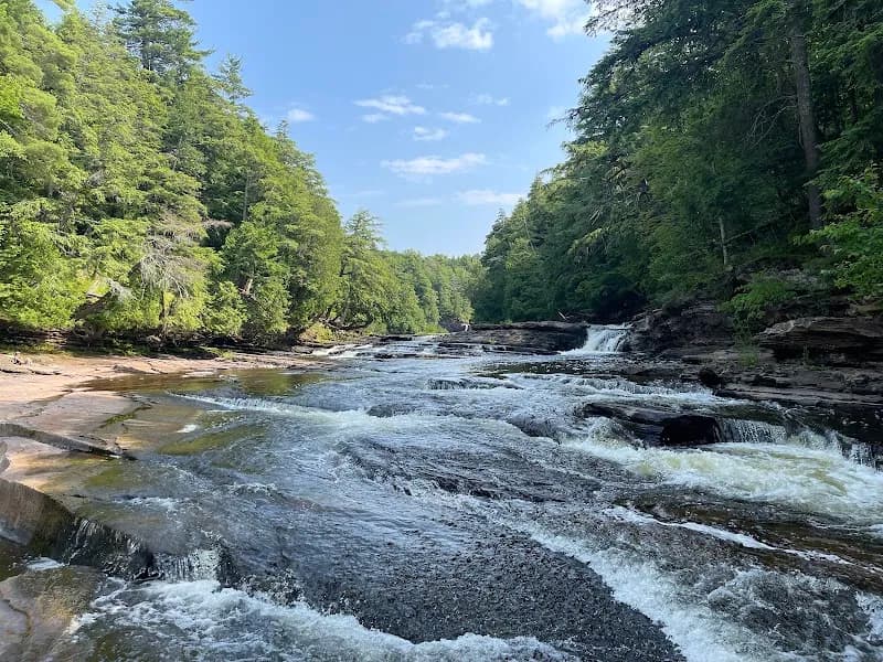 View of Presque Isle River Waterfalls Loop Trailhead in Wakefield, MI